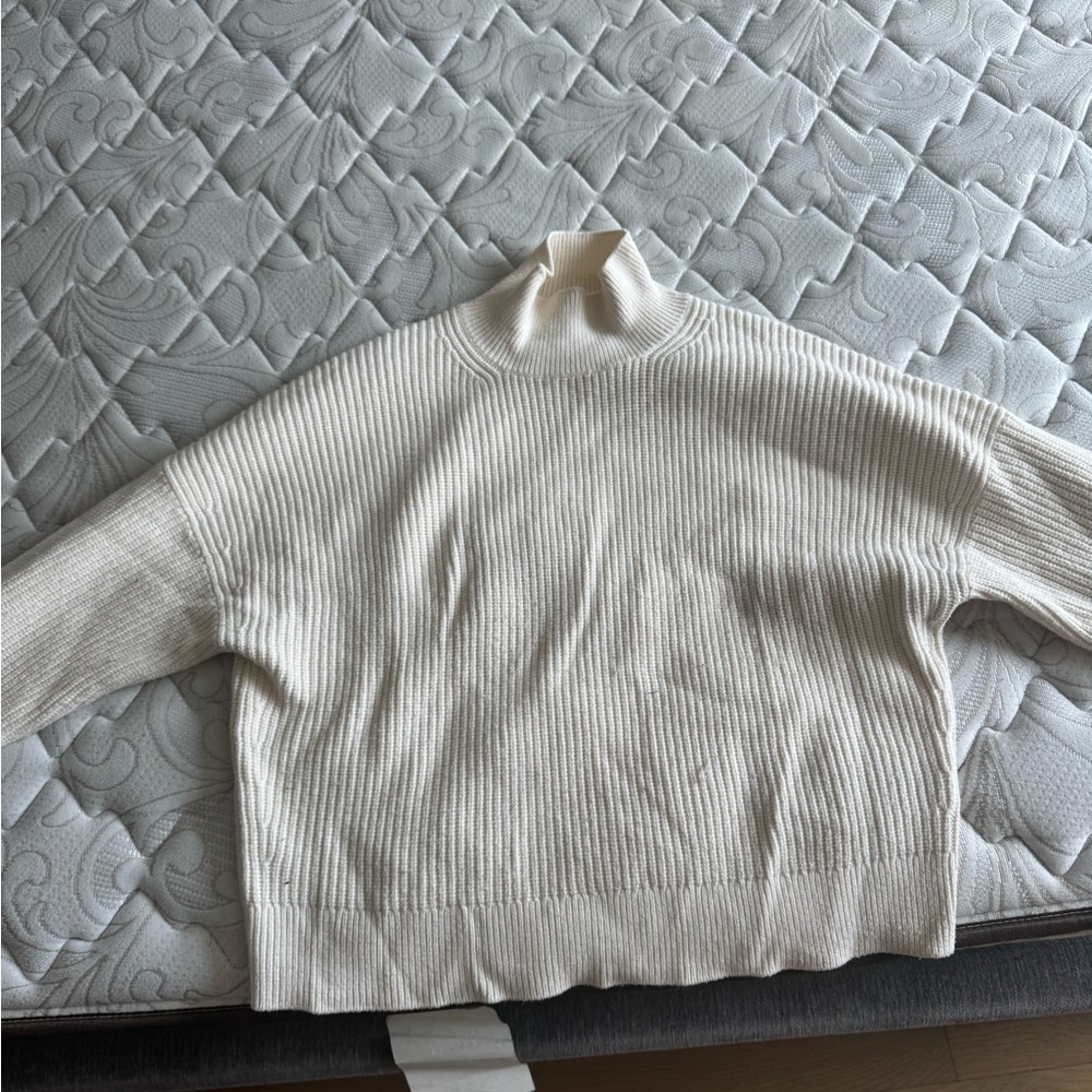 J. Crew Cream Cowl Neck Sweater with Diamond Cable Knit